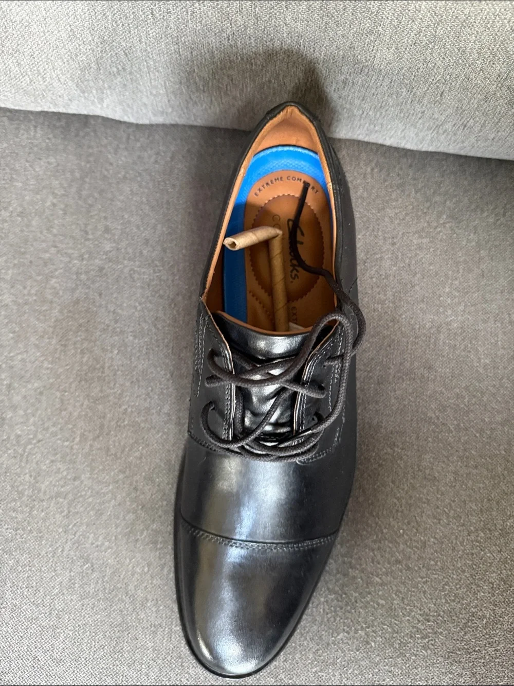Clarks Black Leather Whiddon Cap Men’s Dress Oxfords